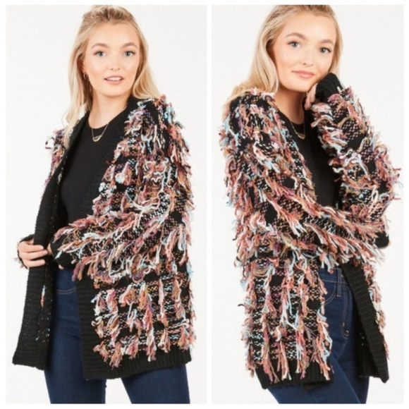 BOHO BABE MULTI COLORED FRINGE CARDIGAN - Picture 3 of 4